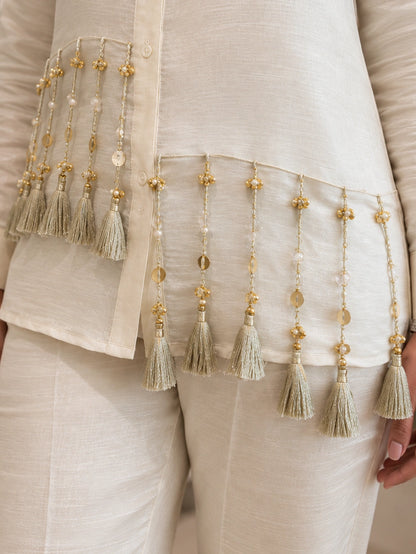 Ivory Gold Tassel Co-ord Set