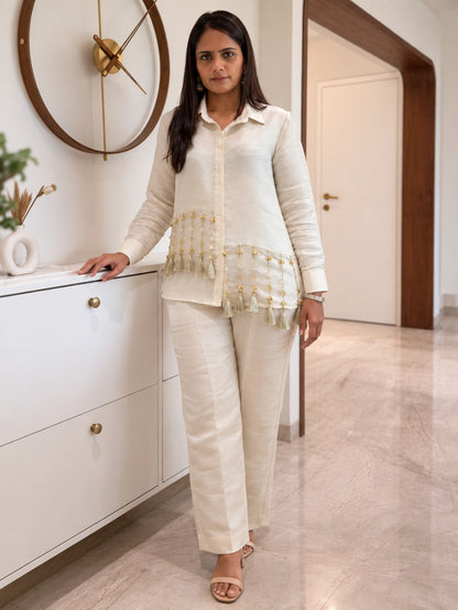 Ivory Gold Tassel Co-ord Set