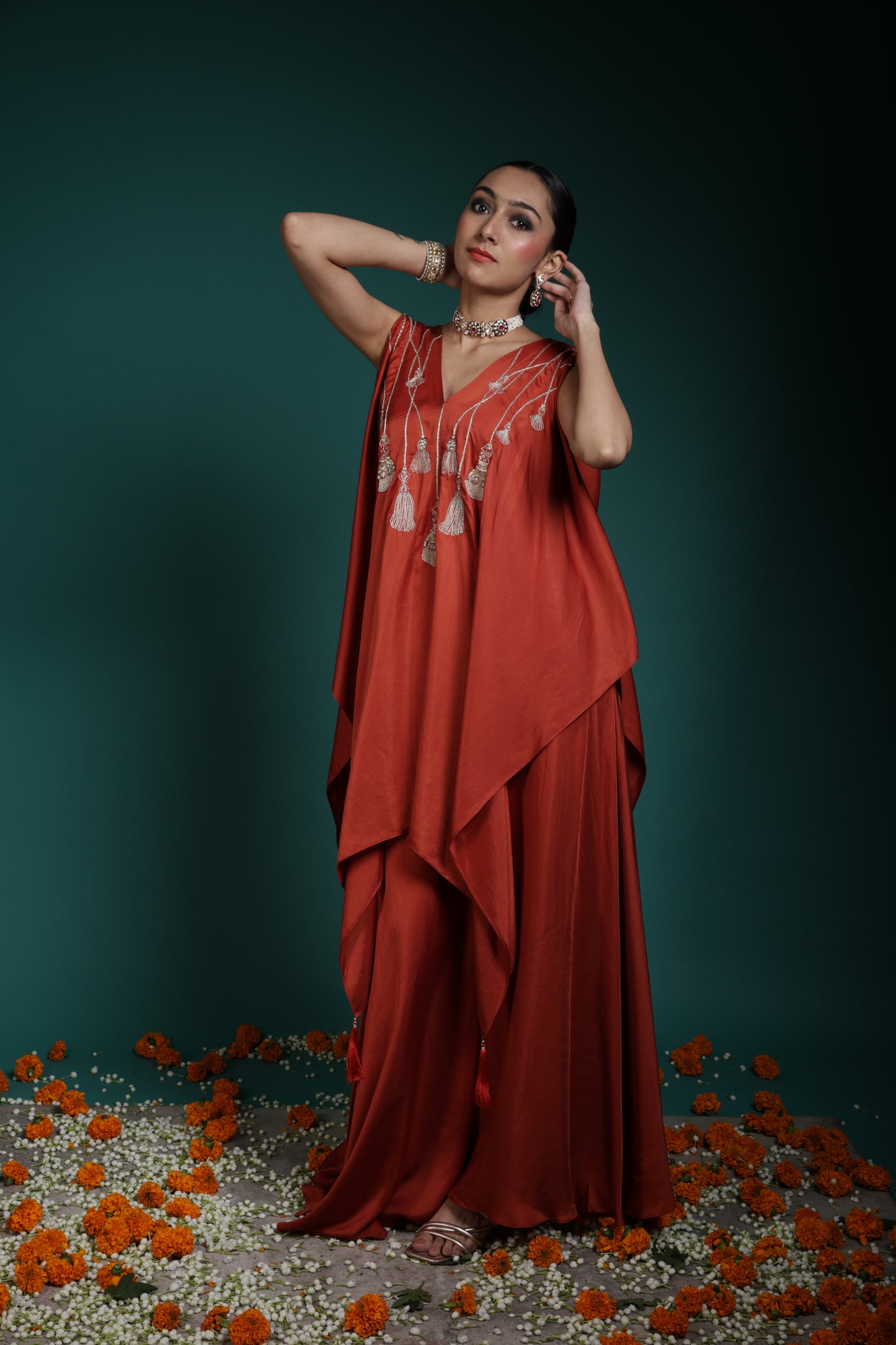 Kaftan Kurta set - Rust
