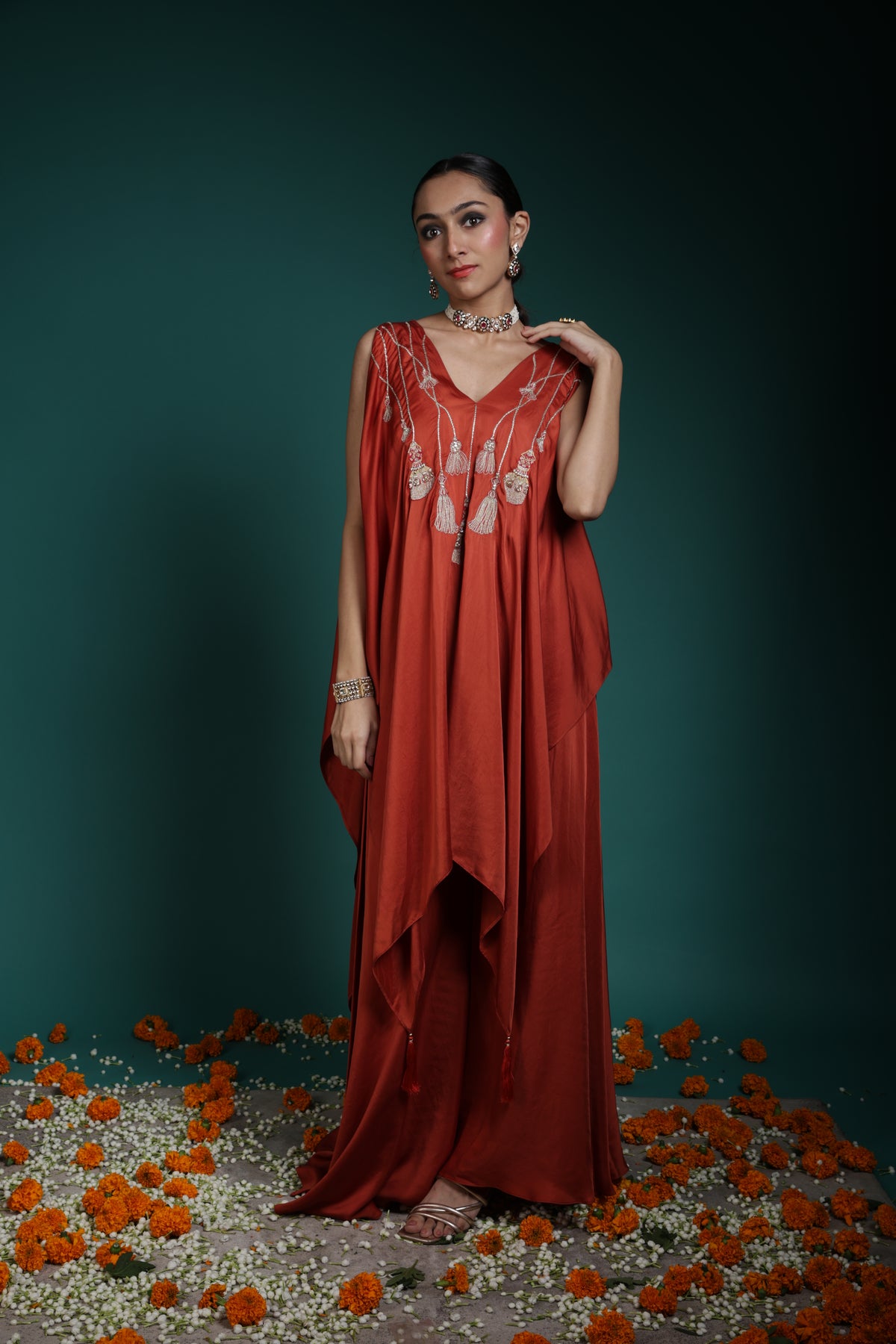Kaftan Kurta set - Rust