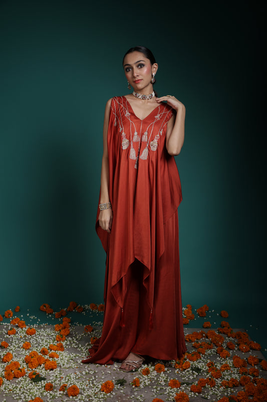 Kaftan Kurta set - Rust