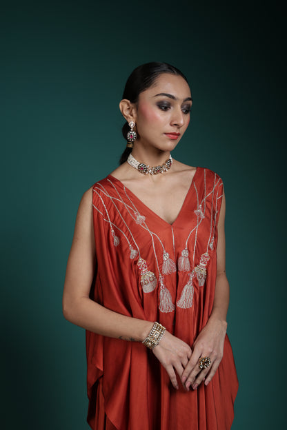 Kaftan Kurta set - Rust